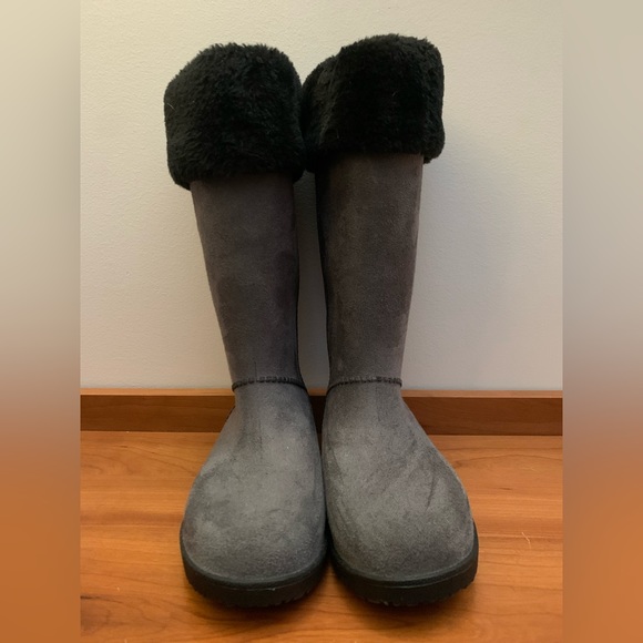 Electric Karma Dakota Rain Boot Pewter Waterproof Ultra Suede Sz 7 - Picture 2 of 9